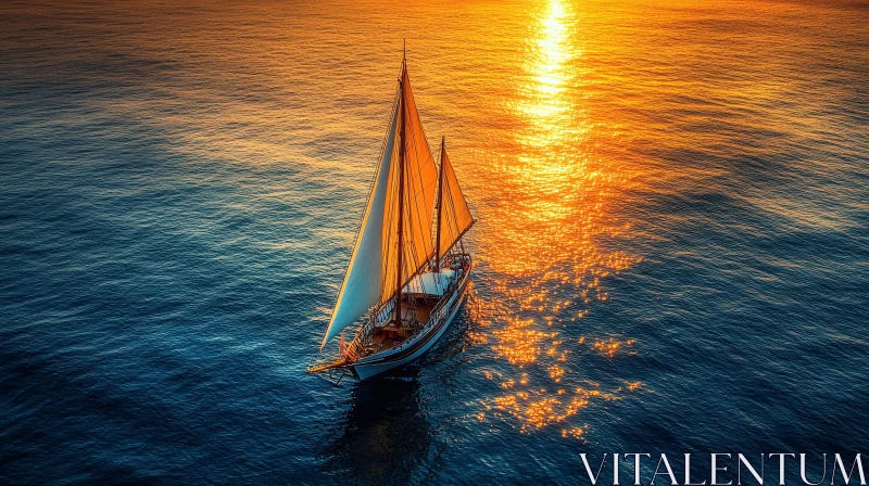 AI ART Sunset Sailing in Tranquil Waters