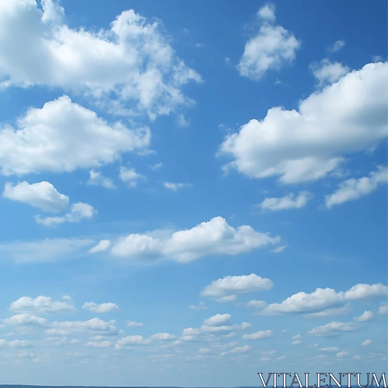 Fluffy Clouds in Azure Sky AI Image