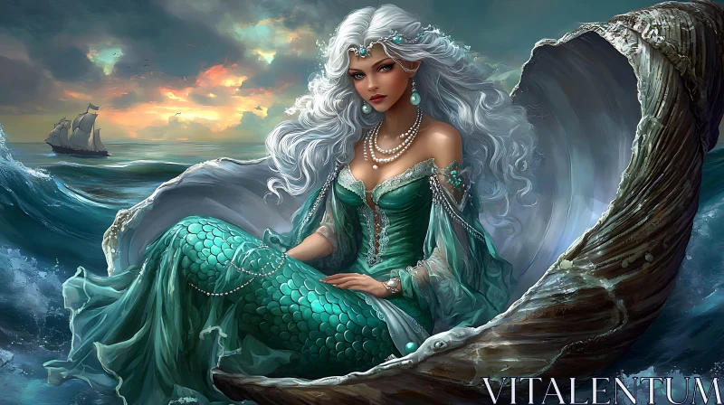 AI ART Ocean's Pearl: A Mermaid's Serene Moment