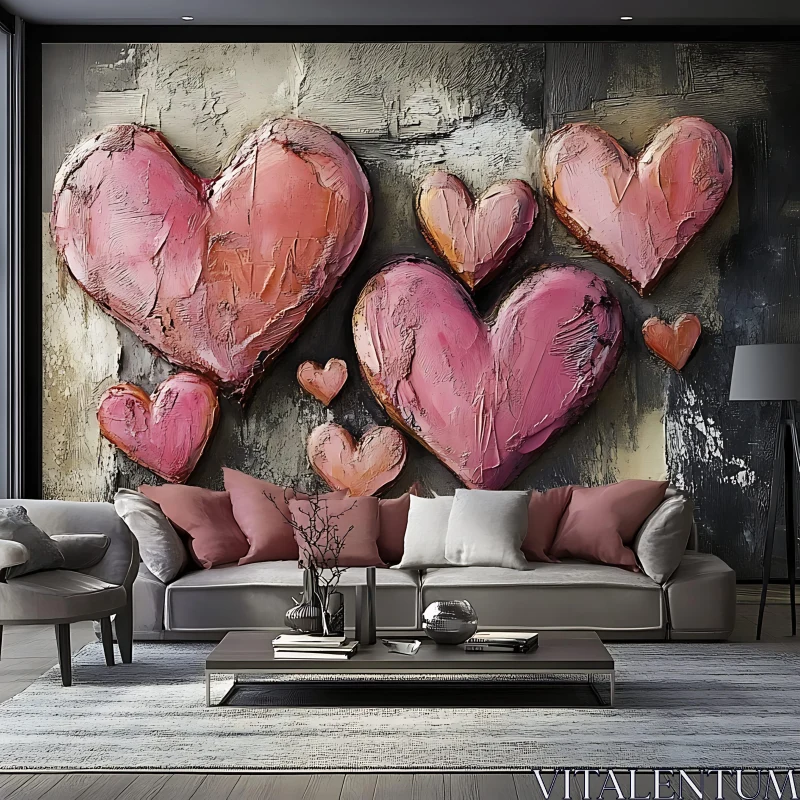 AI ART Abstract Hearts Painting on the Wall