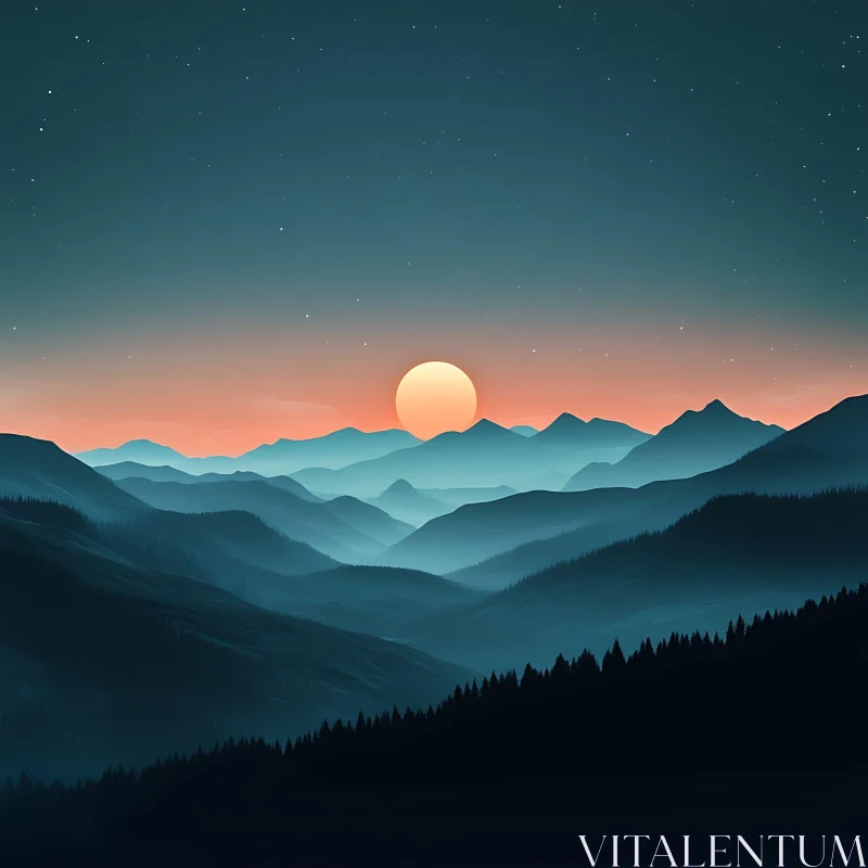 Mountains at Sunset AI Image