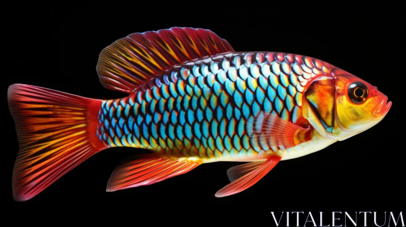 Stunning Tropical Fish Art - Bold Colorism on Black Background AI Image