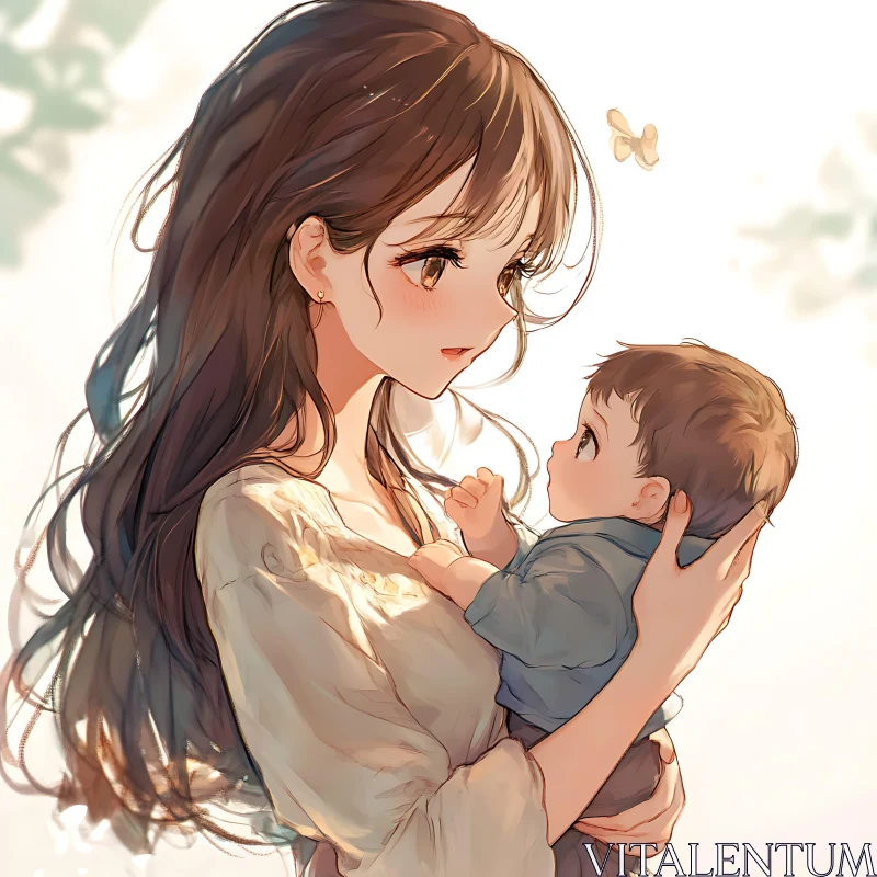 Anime Mother and Child Bond AI Image