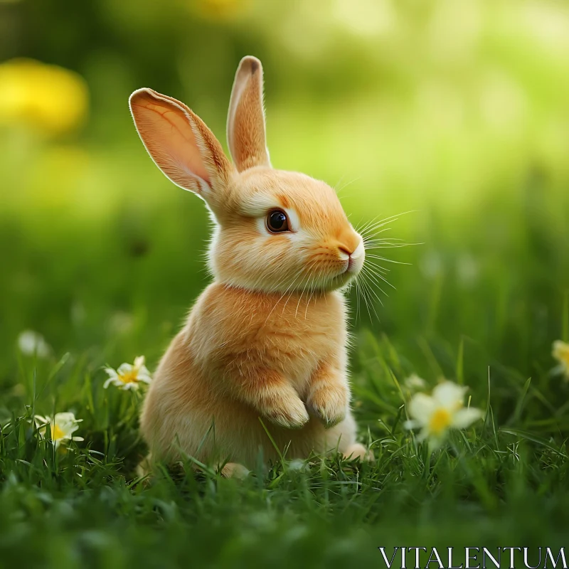 Cute Bunny Portrait in Natural Light AI Image