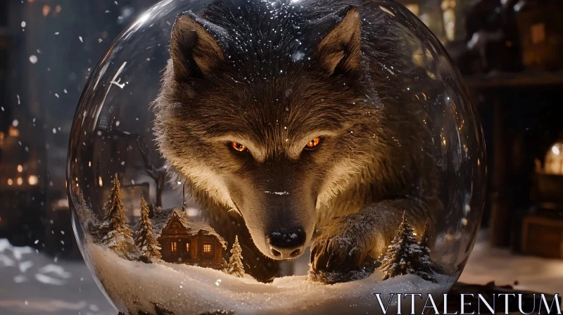 AI ART Enchanted Winter Wolf Scene