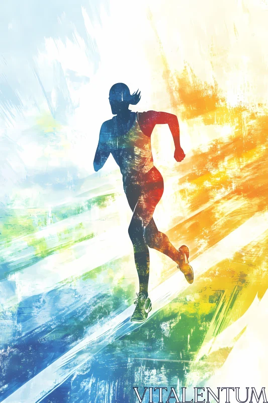 AI ART Energetic Silhouette: Runner Against a Vivid Background