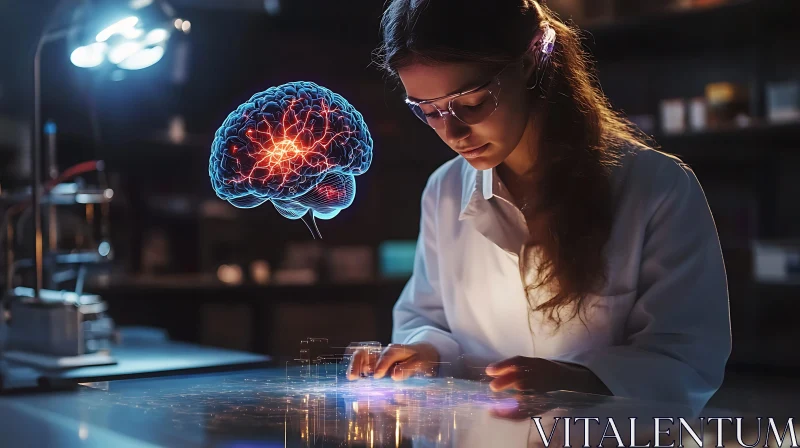 Brain Hologram Research in Lab AI Image