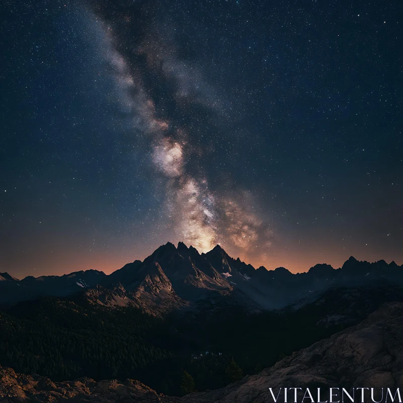 AI ART Night Sky Majesty Above Mountain Range