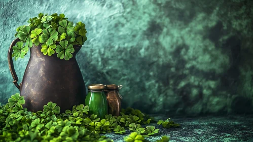 Bronze Pitcher with Clovers