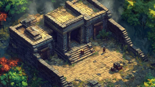 Isometric Stone Ruins Fantasy Landscape