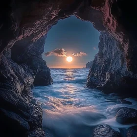 Sunset Seascape from Rocky Cave