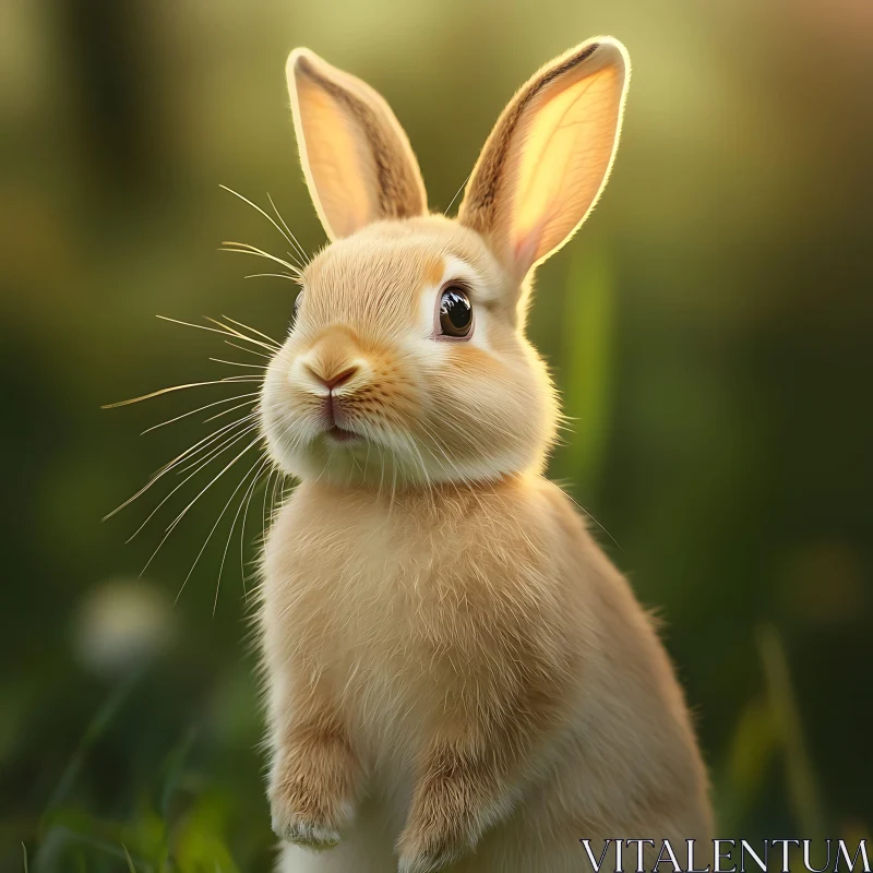 Serene Rabbit in a Meadow AI Image