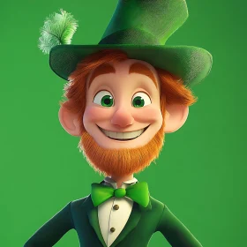 Smiling Leprechaun Portrait with Green Hat