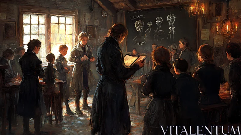 Old-fashioned Schoolroom Painting AI Image