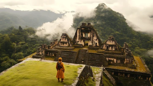 Person Looking at Ancient Temple