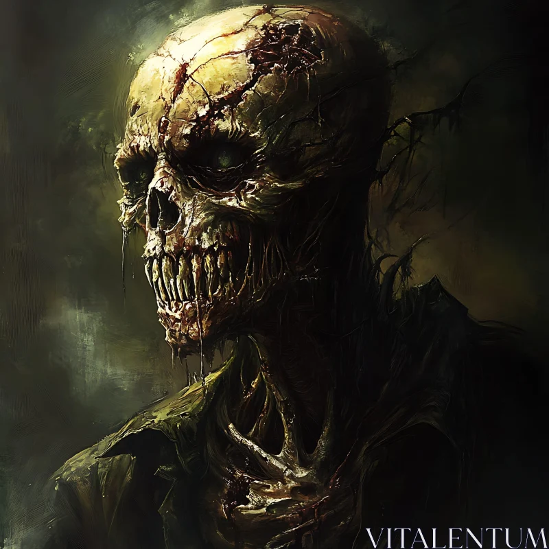 Ghastly Zombie: A Macabre Portrait AI Image