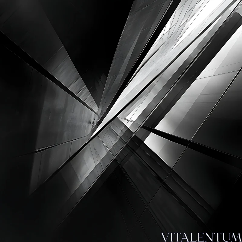 Abstract Monochrome Lines and Shapes Composition AI Image