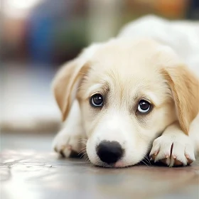 Cute Puppy Gazing with Innocent Eyes