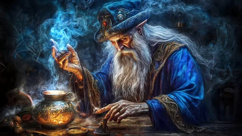 Mystical Wizard with Glowing Orb