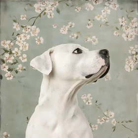 Dog Portrait with Blossoms