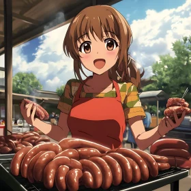 Anime Food Stall Scene