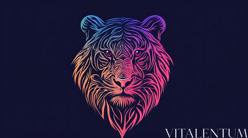 Colorful Tiger Head Illustration AI Image