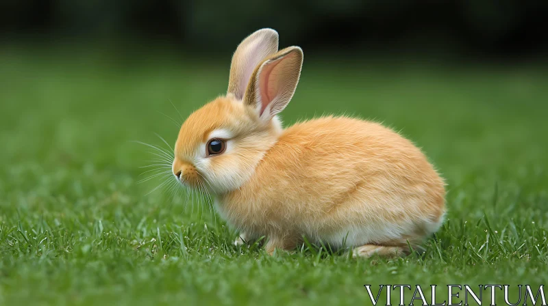 Fluffy Rabbit on Green Grass AI Image