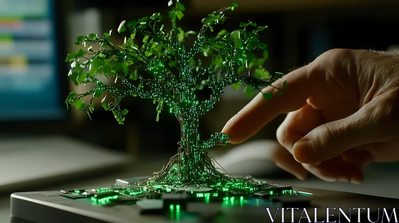 Green Tech: The Circuit Board Tree AI Image