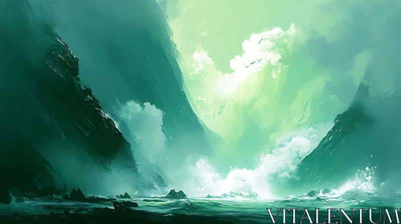 AI ART Serene Ocean and Cliffs Artwork