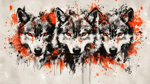 Wolves Portrait with Splatter Effect