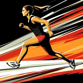 Energetic Female Runner Illustration with Bold Colors