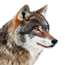 Detailed Wolf Face on White