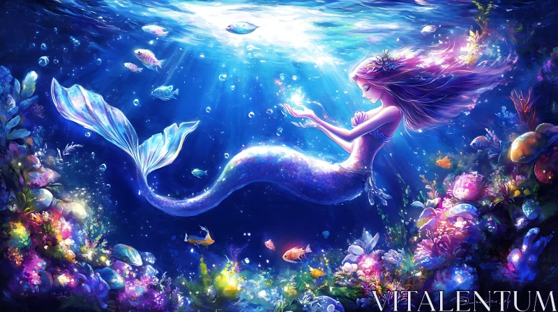 Underwater Mermaid Fantasy Art AI Image