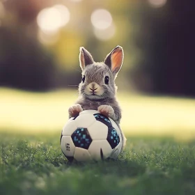 Whimsical Rabbit with Soccer Ball