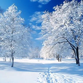 Tranquil Winter Scene with Pristine Snow and Blue Sky