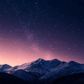 Snowy Mountains under a Starry Sky