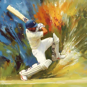 Abstract Cricket Player in Action - Dynamic Art AI Generated Picture