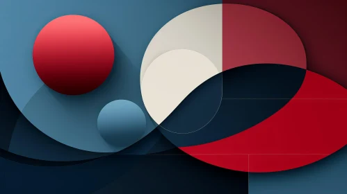 Abstract Design in Navy and Red - Layered Composition