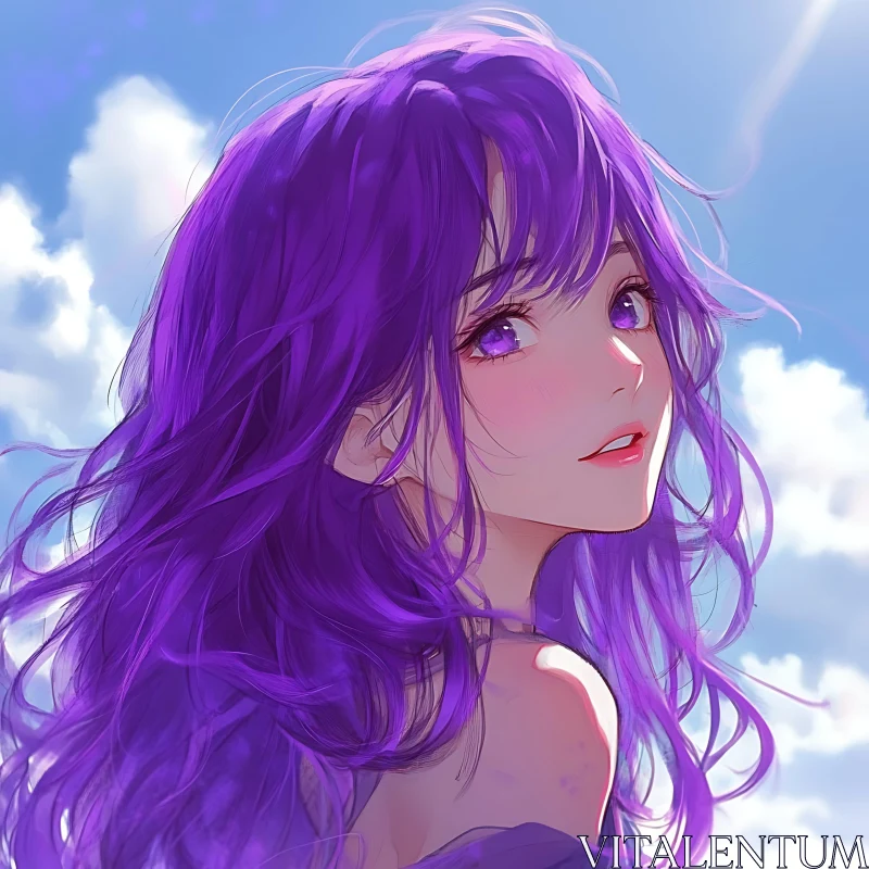 Purple-Haired Anime Girl Art AI Image