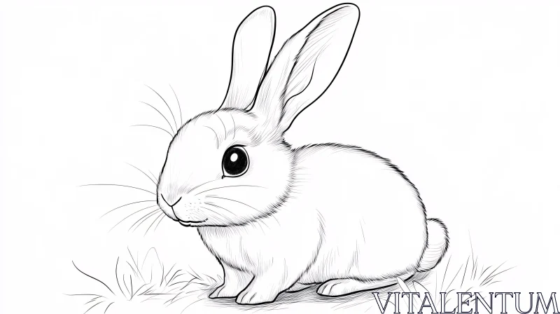 Monochrome Sketch of a Cute Bunny AI Image