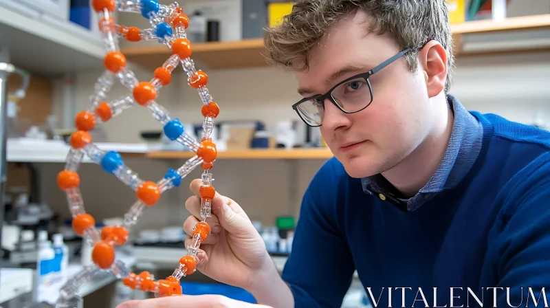 Scientist Examining DNA Structure AI Image