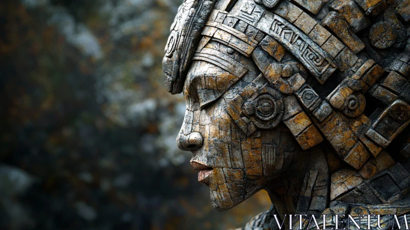 AI ART Weathered Stone Face: Echoes of the Past