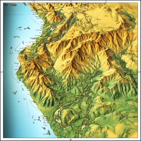 Coastal Mountain Range Topography Visualized