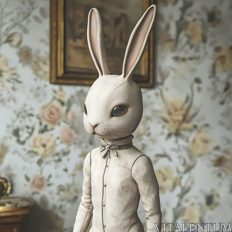 AI ART Anthropomorphic Rabbit in Shirt and Bow Tie