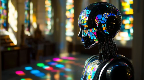 Futuristic Robot Art in Church