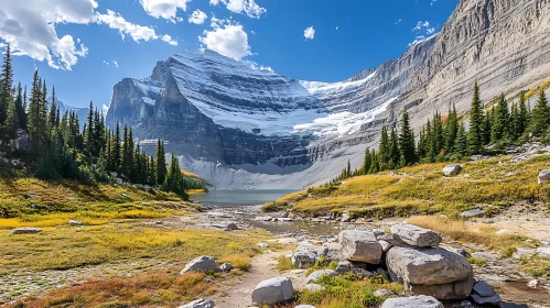 Scenic Mountain Vista with Glacial Lake