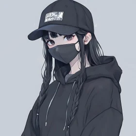 Mysterious Anime Girl in Black Attire