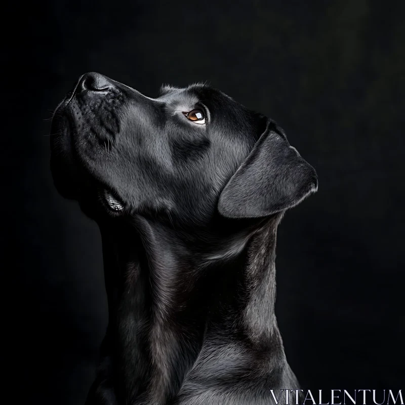 Black Dog Looking Upward AI Image