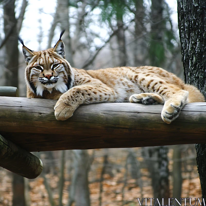 Wildcat Lounging in Nature AI Image