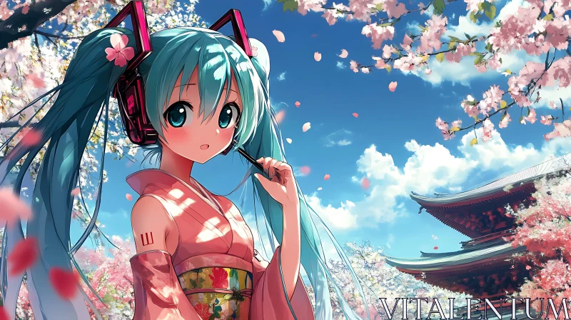 Cherry Blossom Anime Scene AI Image